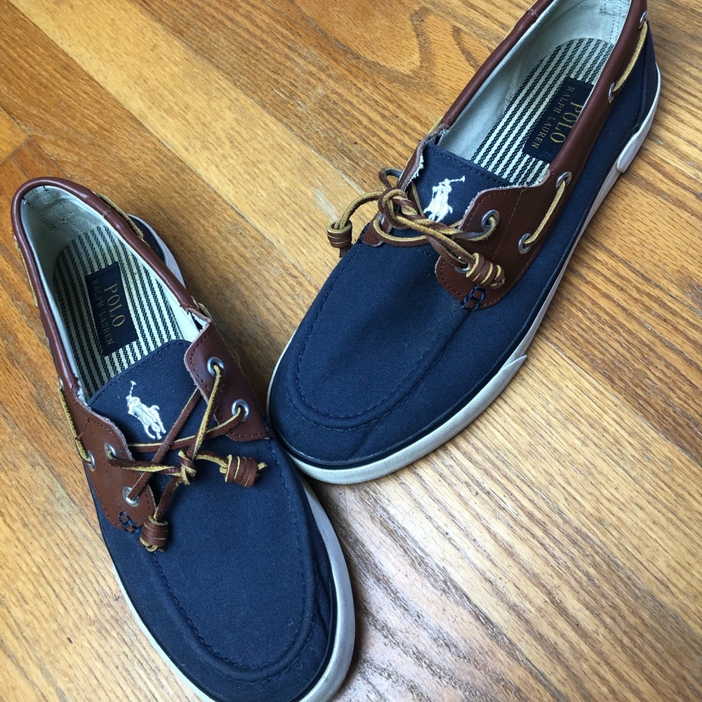 MENS POLO BOAT SHOE NAVY SIZE 8.5